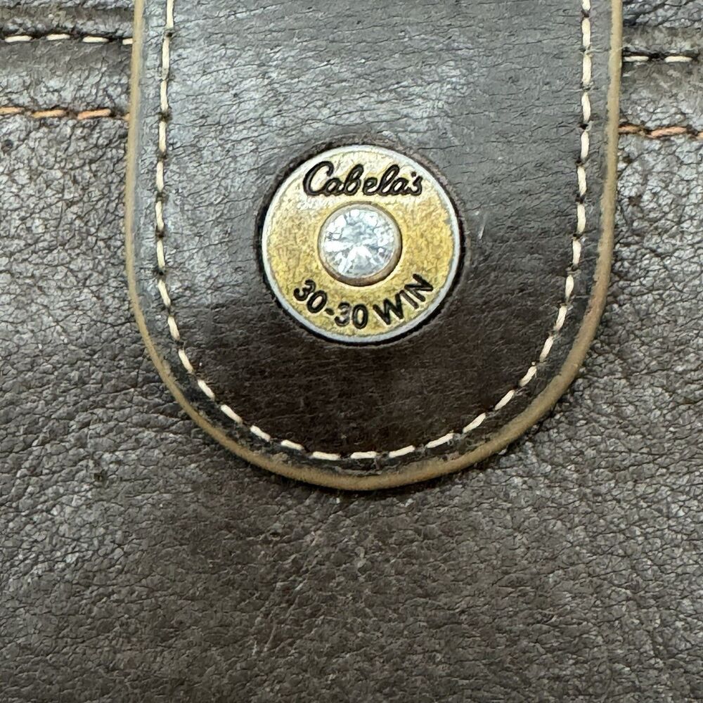 Cabela’s Genuine Leather Wallet Brown 30-30 Winchester Rhinestone Organizer